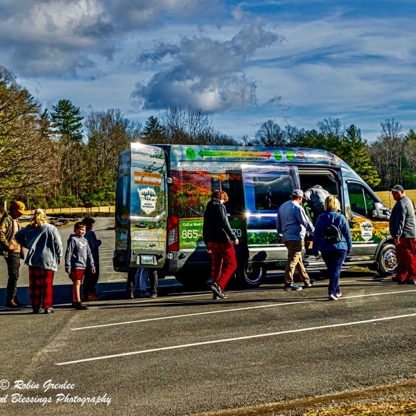 a group of people standing in a parking lot